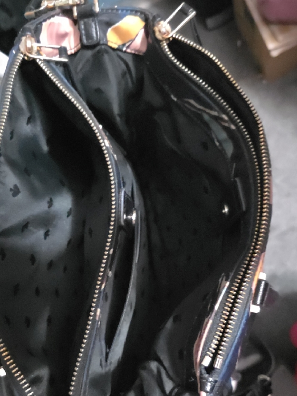 kate spade Black Floral Print Tote with Pink, Teal & Mustard Accents - Picture 3 of 4